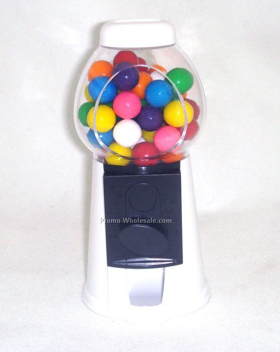 3-1/2"x3-1/2"x6" White Gumball- Candy Dispenser Machine