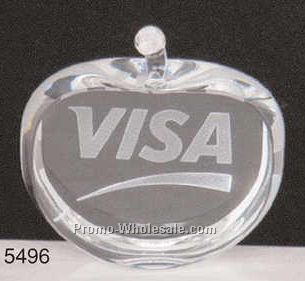 3-1/8"x2-3/4"x1-1/4" Crystal Apple Paperweight (Sandblast)