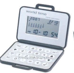 3-1/8"x2-3/4"x3/4" Aluminum Mini Attache Case World Time Calculator
