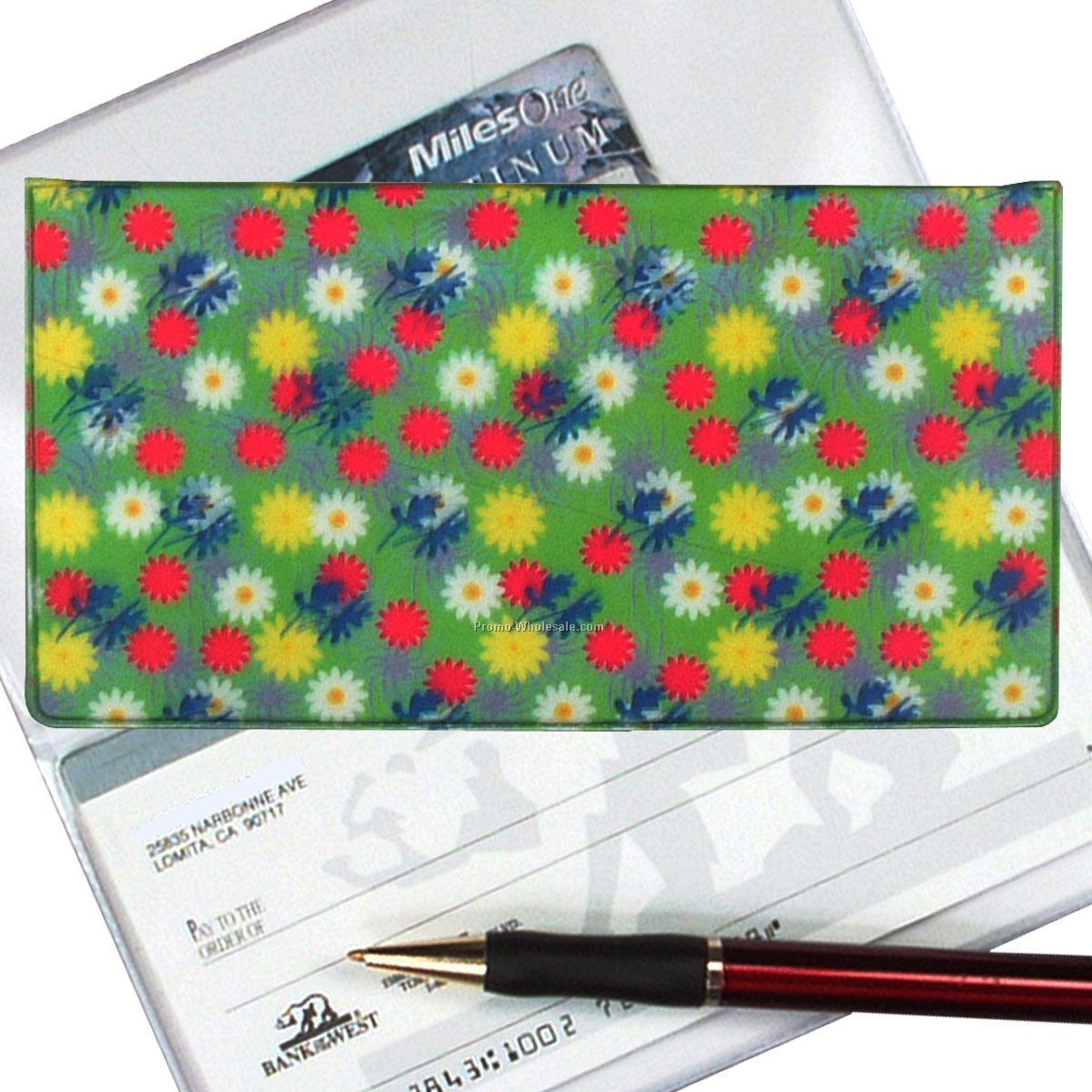 3-3/8"x6-3/8" 3d Lenticular Checkbook Cover - Stock / Daisies