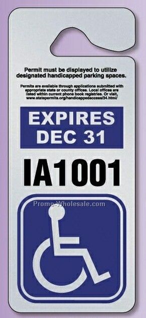 3-3/8"x9" Giant Hang Tag Parking Permit (.035" Chrome)