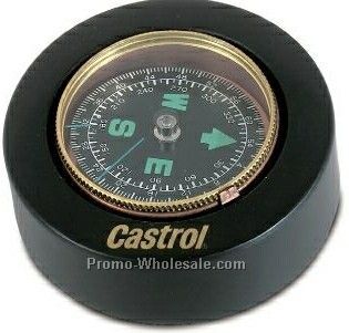 3"x3/4" Vanguard Compass Paperweight W/ Black Matte Case