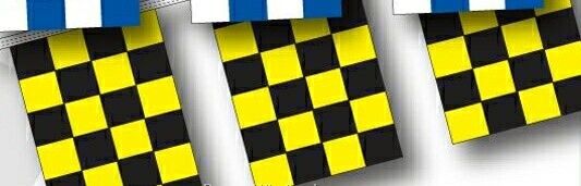 30' 4 Mil Rectangle Checkered Race Track Pennant - Black/ Yellow