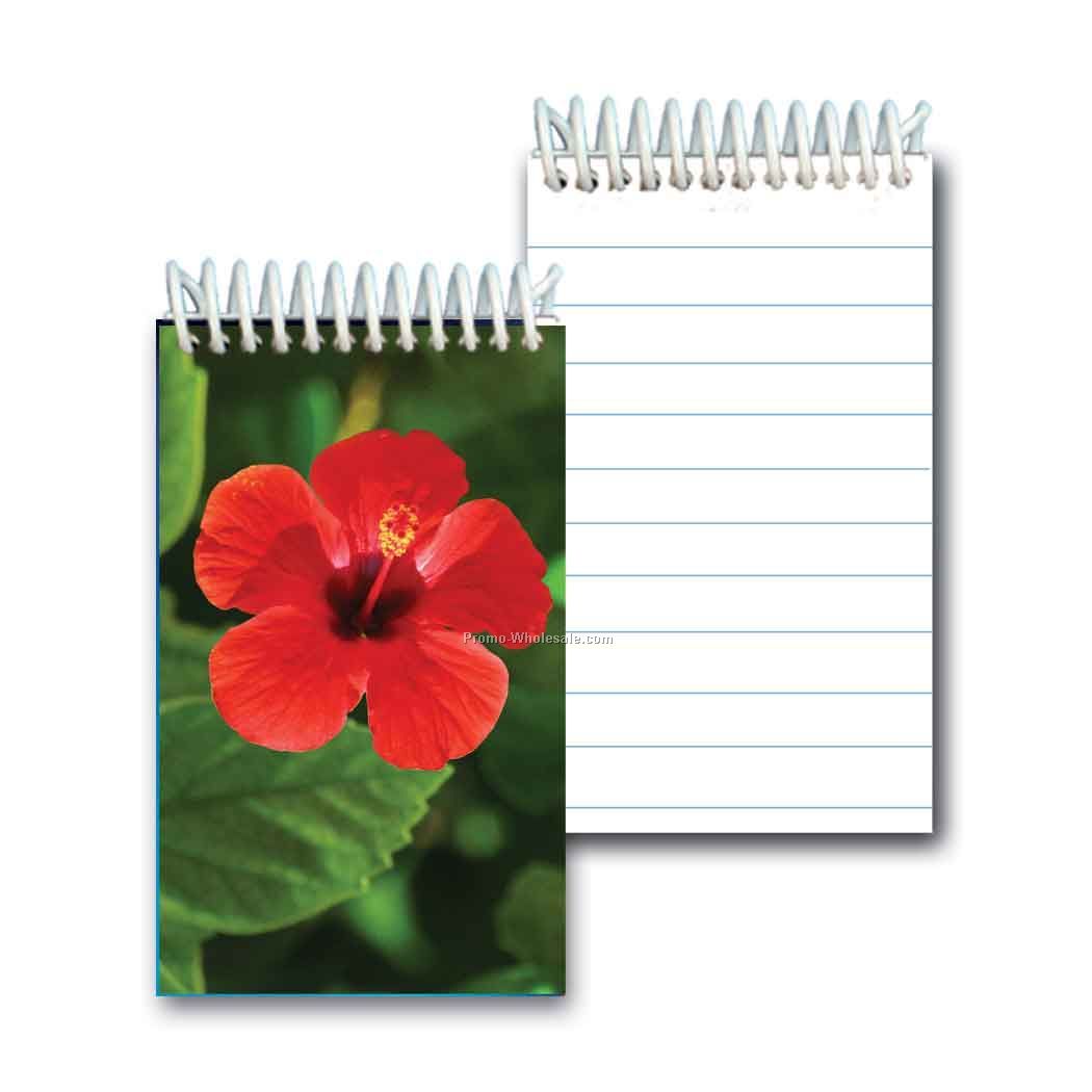 3d Lenticular Mini Notebook; Stock; Red Hibiscus; Blanks