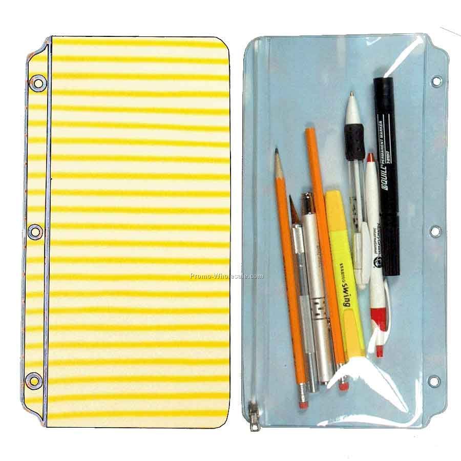 3d Lenticular Pencil Pouch - Stock / White Yellow Stripes