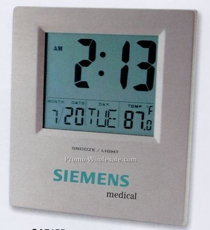 4-3/4"x5-1/4" Desktop Calendar Alarm Clock With Thermometer