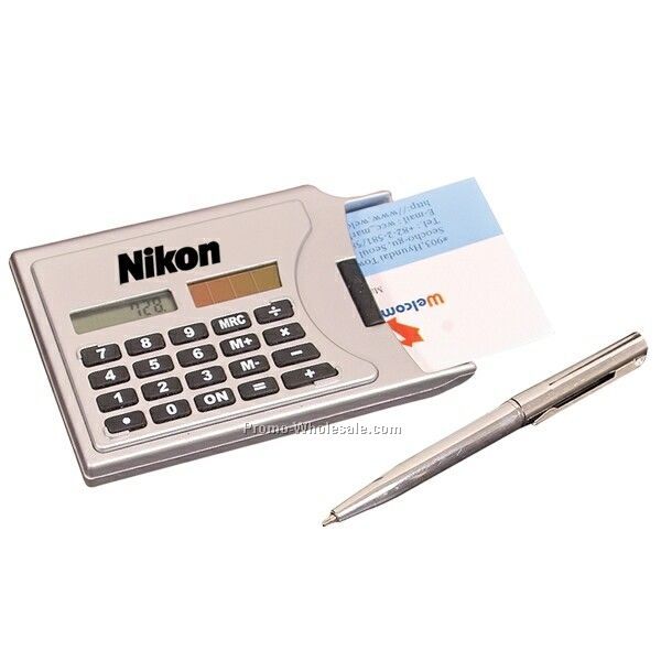 4"x2-3/8"x1/2" Business Card Holder Solar Calculator (Imprinted)