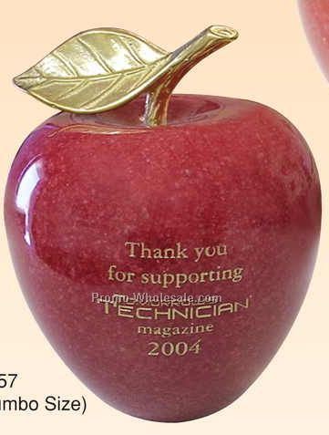 4"x5-1/2" Big Red Marble Apple Paper Weight (Sandblast)