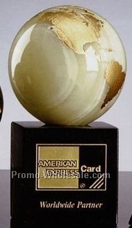 5" Marble World Globe Award W/ Cube Base