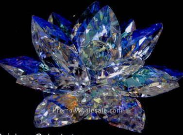 5" Optic Crystal Rainbow Color Lotus Figurine