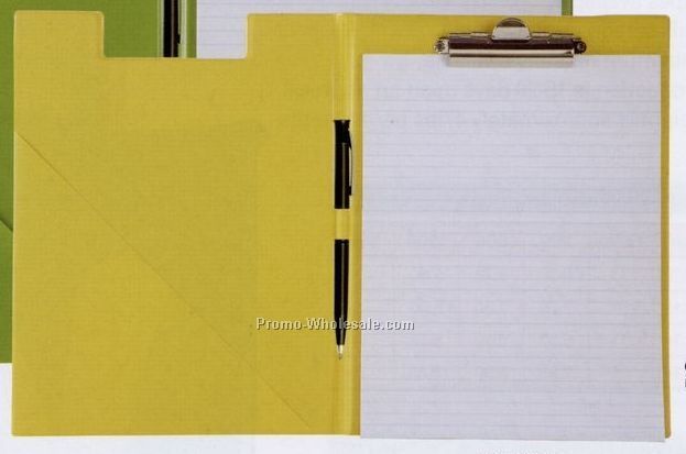 5"x8" Vinyl Clipboard W/ Slant Pocket/ Note Pad/ Pen Loop