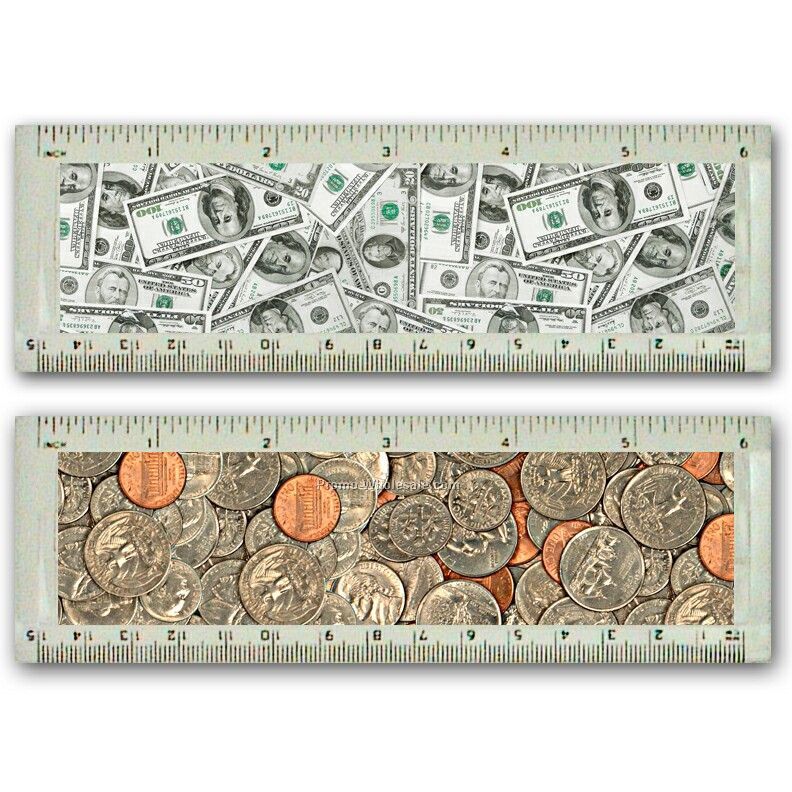 6" Acrylic Ruler; 3d Lenticular; Dollars And Cents Image - Stock, Blanks