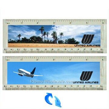 6" Acrylic Ruler; 3d Lenticular; Island Beach Image - Stock, Imprinted