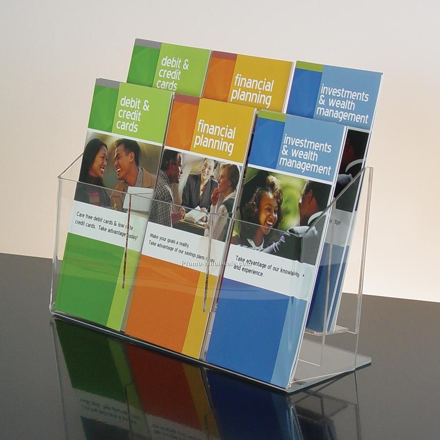 6-pocket Clear Acrylic Brochure Holder - Countertop