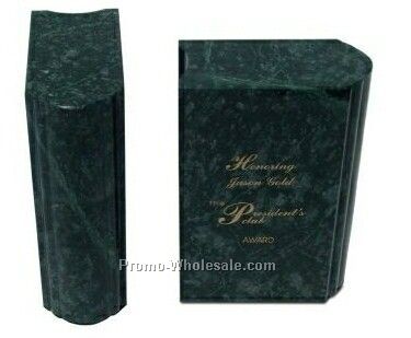 6"x4"x2" Majestic Green Marble Bookends Award