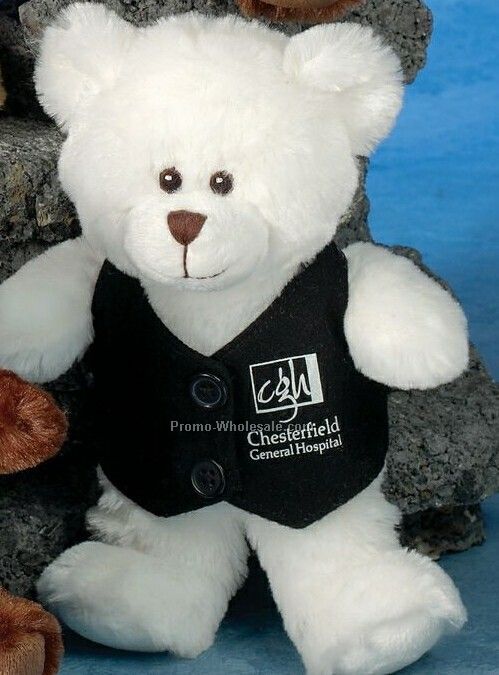 7" White Smitty Bear Stuffed Animal