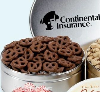 8-1/8"x3" Round Candy & Nut Tin - Mixed Nuts