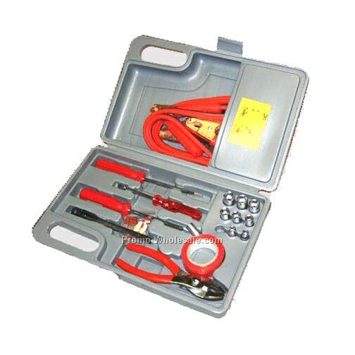 8-3/4"x6-3/4"x1-3/4" 30 PC Complete Emergency Road Side Tool Kit In Case