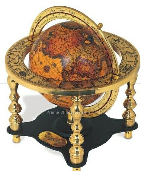 9"x10" Copernicus I Globe Brass Award W/ Black Matte Base