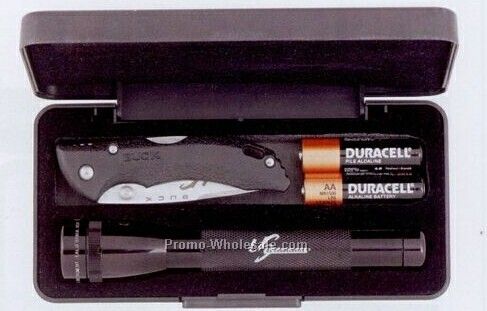 AA Mini Mag-lite With Buck "bantam Blw" Knife