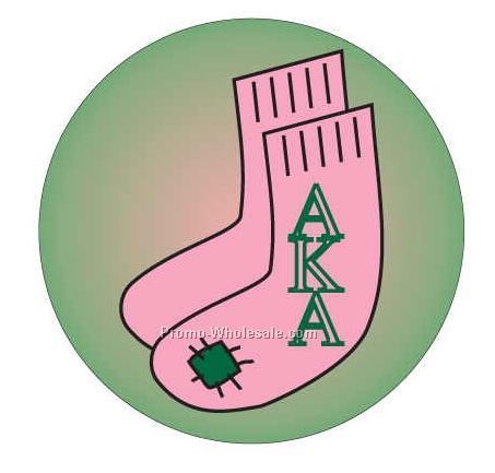 Alpha Kappa Alpha Sorority Socks Badge W/ Metal Pin (2-1/2")