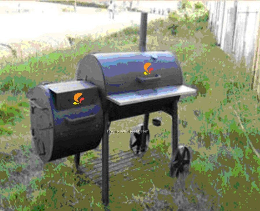 Barbecue Grill - Barrel Style With Large Side Fire Box