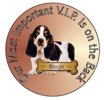 Beagle Round Hand Mirror W/ Full Mirror Back (2-1/2")