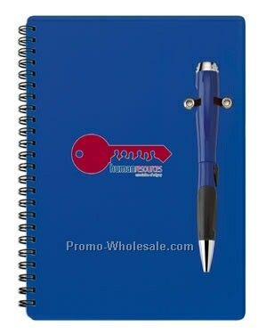 Blossom Pen/ Clock Combo W/ Double Spiral Bound Notebook