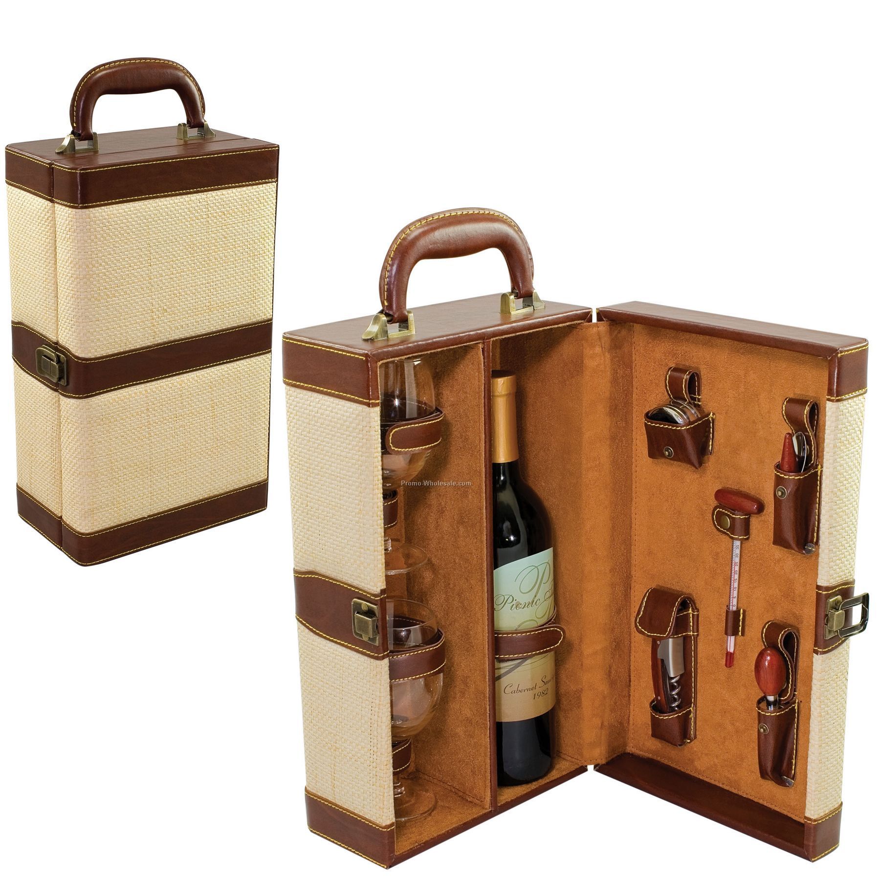 Cabana - Montego Insulated Single Bottle Wine Case With Service For 2