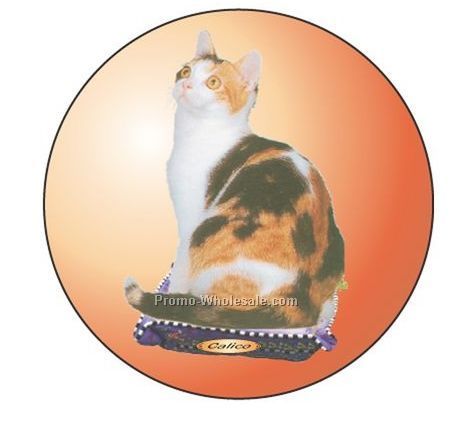 Calico Cat Badge W/ Metal Pin (2-1/2")