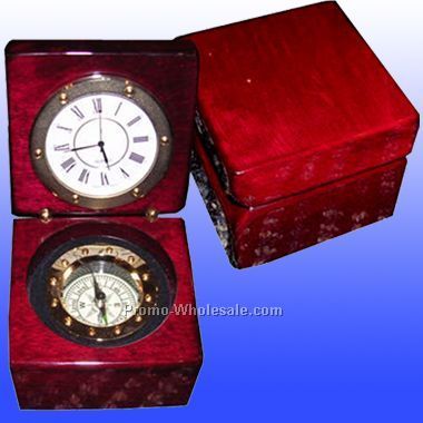 Captain's Box With Clock And Compass (Laser Engrave)