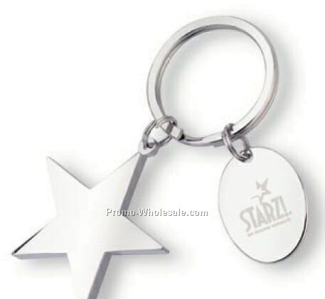 Charmed Split Ring Key Holder With Star Charm & Hang Tag