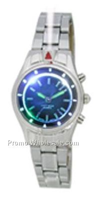 Cititec Small LED Metal Quartz Watch (Silver W/ Blue Face)
