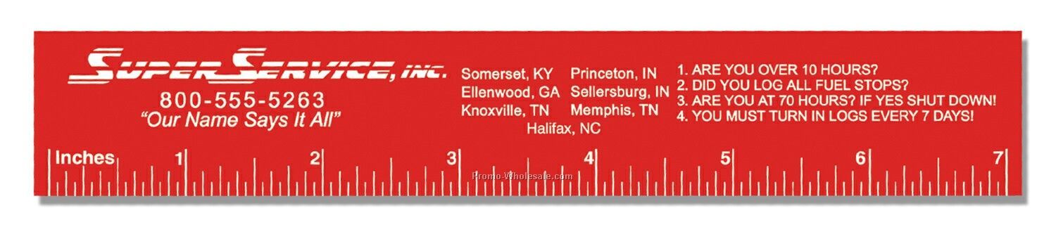 Colored Vinyl 7" Square Cut Ruler (.020") - Spot Color