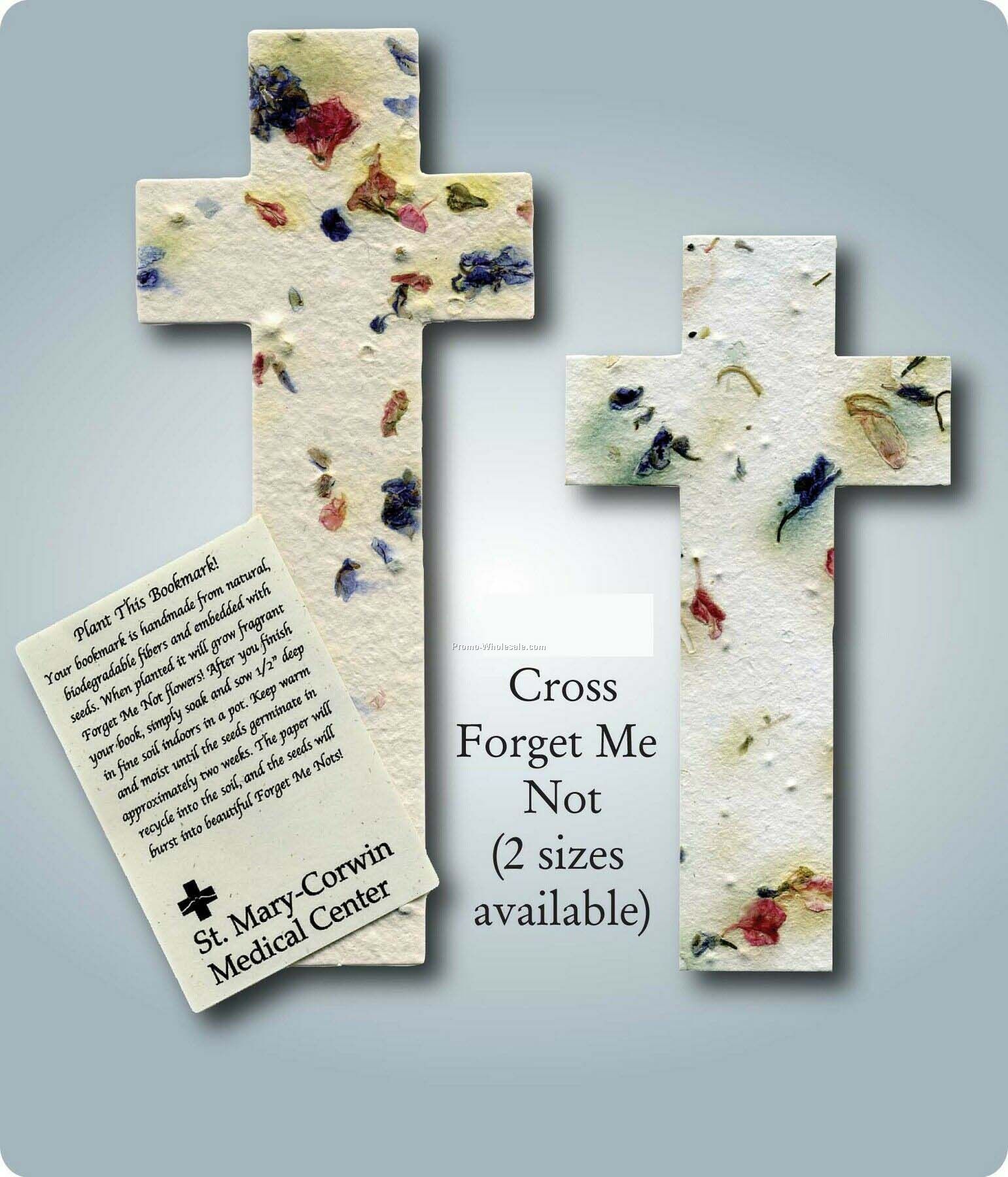 Cross Bookmark Embedded W/ Forget Me Not Seed
