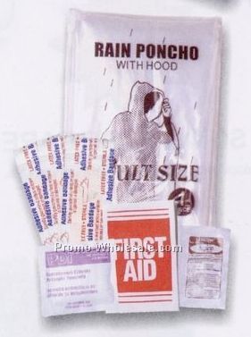 Deluxe Vinyl Pouch With First Aid Kit & Rain Poncho