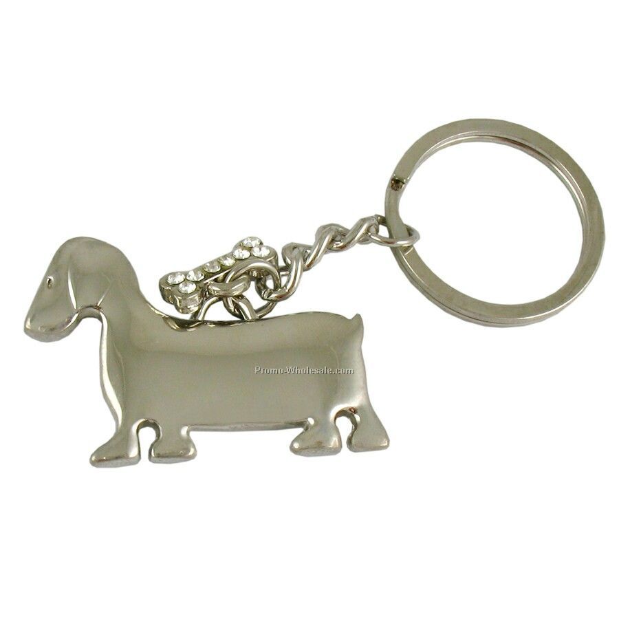 Dog With Small Bone Key Tag