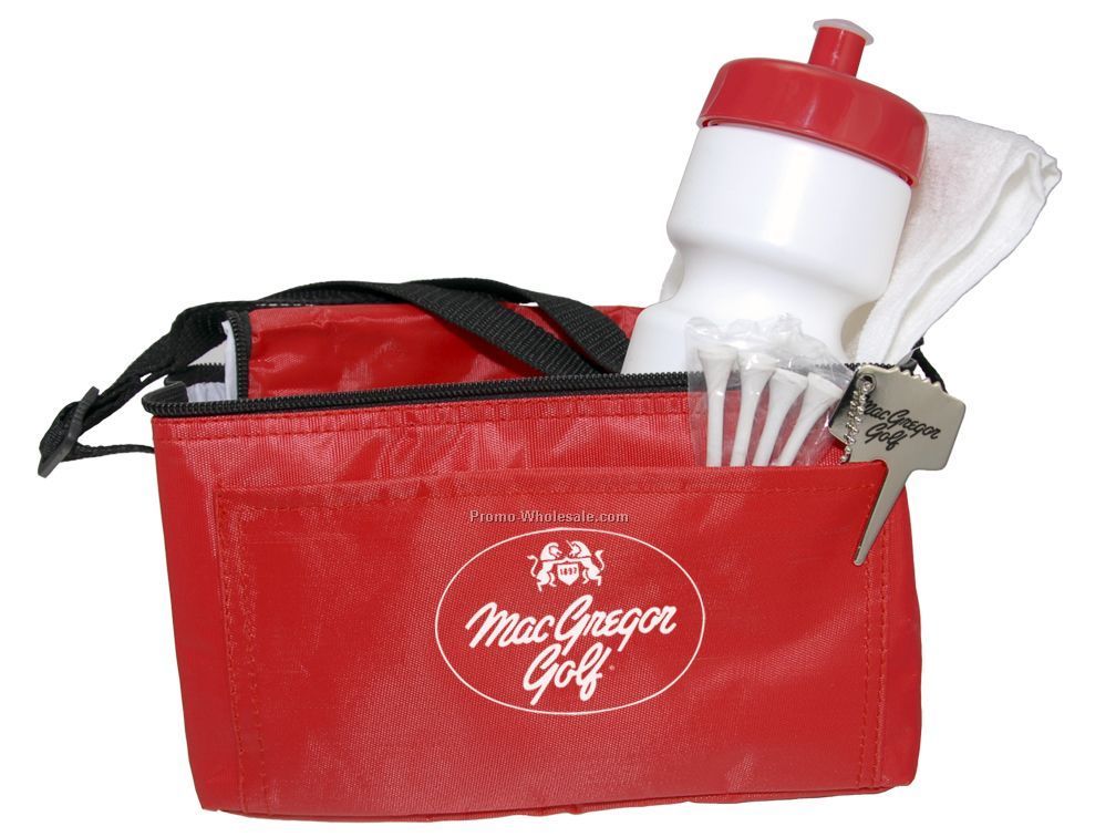 Econo Golf Gift Set W/ 22 Oz. Bike Bottle & 6 Pack Cooler Bag