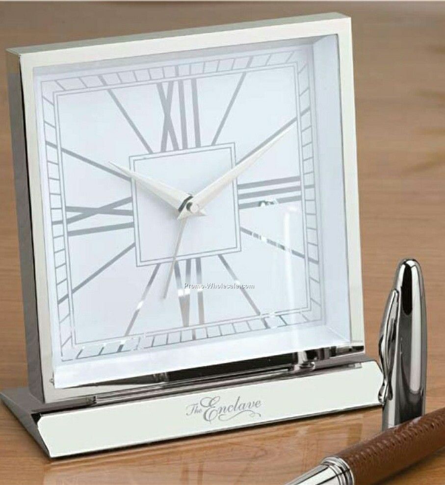 Essentials Piazza Desk Clock 5"x5-1/8"x2-1/2"