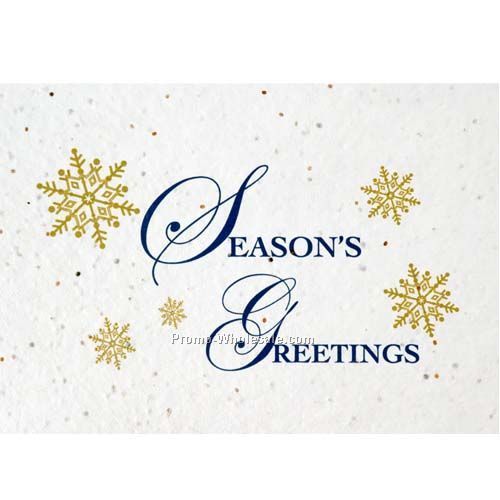 Floral Seed Paper Holiday Card With Stock Message - Snowflakes
