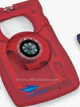 Giftcor 10-in-1 Translucent Red Compass Survival Card 3-1/2"x2"