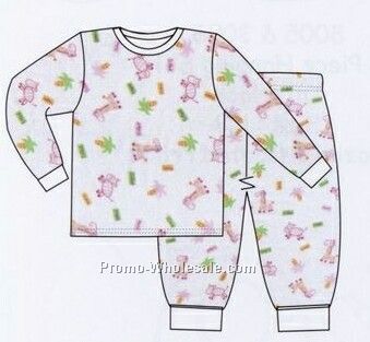 Girls Two Piece Printed Long Pj Set (Newborn-large)