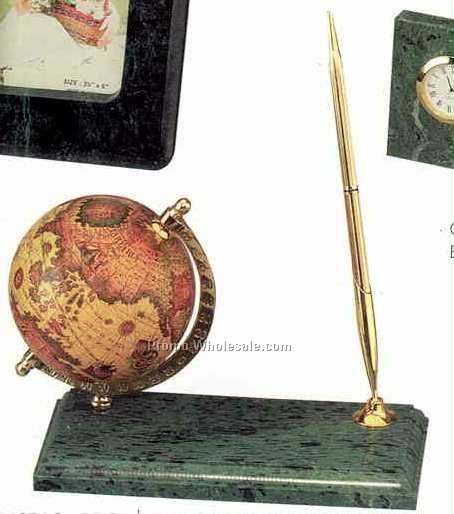 Green Marble Desk Accessories(World Globe Pen Stand)