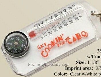 Handi Zip-temp Thermometer & Compass With Key Ring