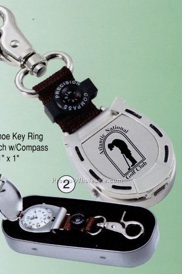Horseshoe Key Ring Fob Watch With Compass