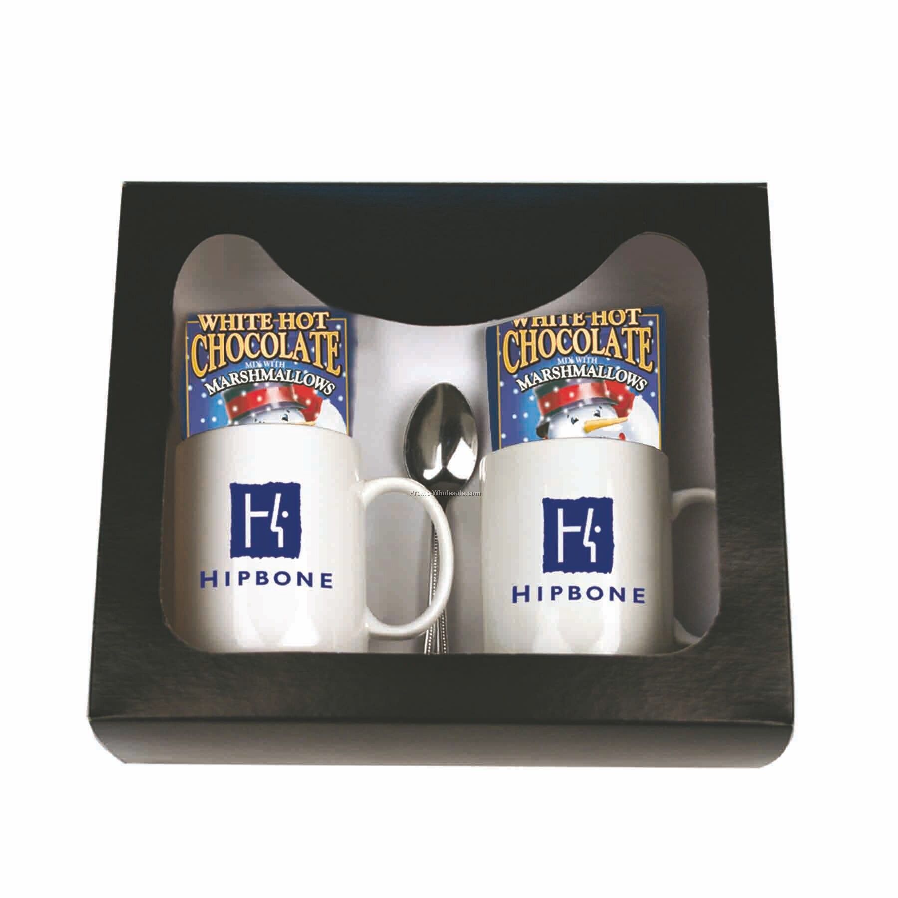 Hot Chocolate For 2 Gourmet Gift Set (White Chocolate W/ Marshmallows)