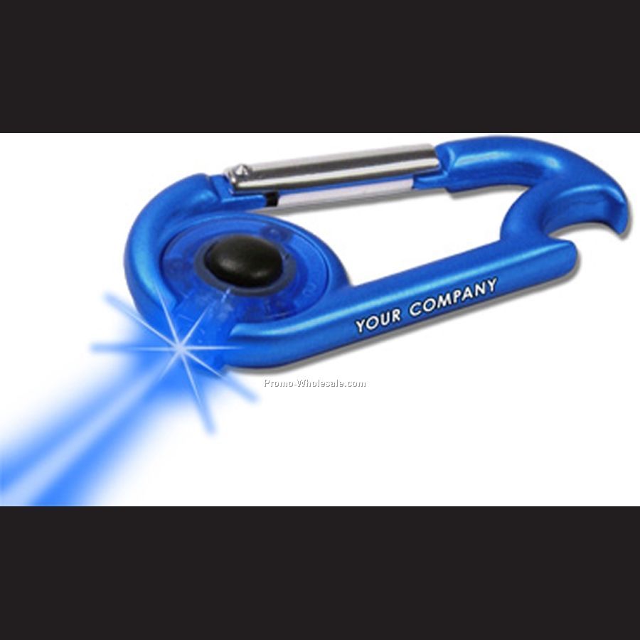 Light Up Bottle Opener & Carabiner (Blue/ Blue Led)