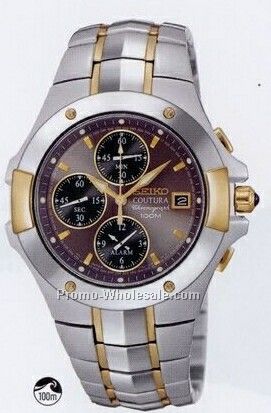 Men's Seiko Coutura Alarm Chronograph Watch (Silver/ Brown Face)