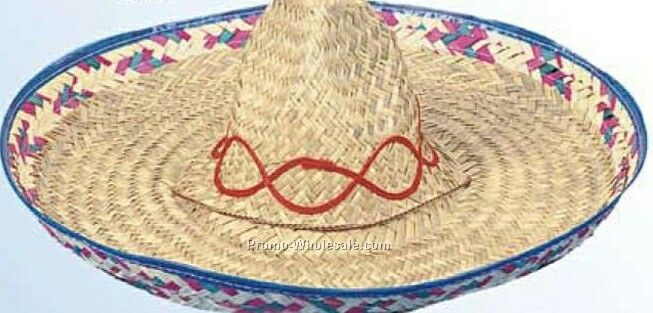 Mexican Seagrass Straw Sombrero Hat W/ Swirl Designs (One Size Fit Most)