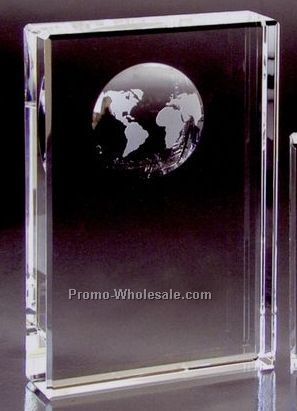 Optic Crystal Collection - Large Rectangle With Globe On The Center